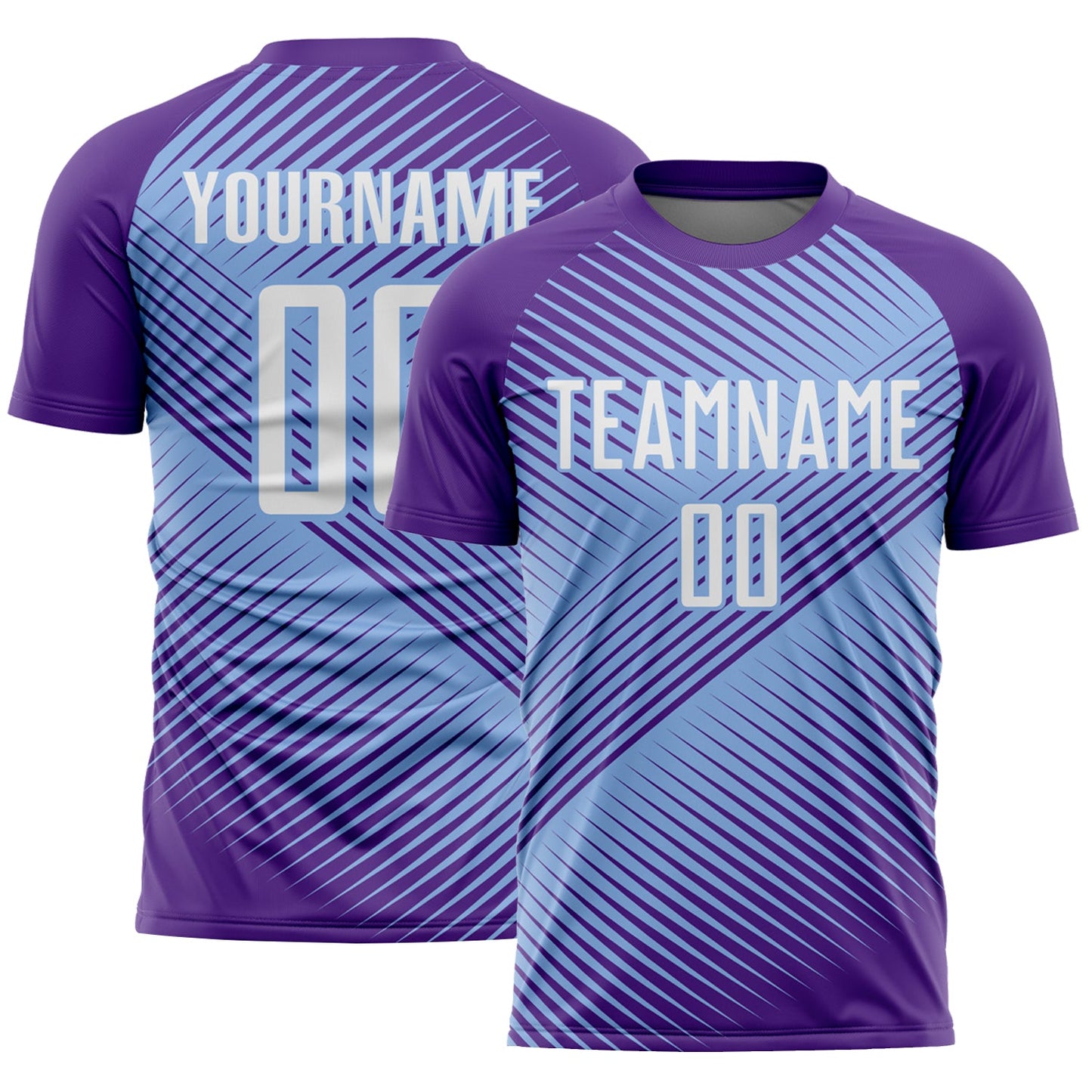 Custom Purple White-Light Blue Line Sublimation Soccer Uniform Jersey - Sky-Custom