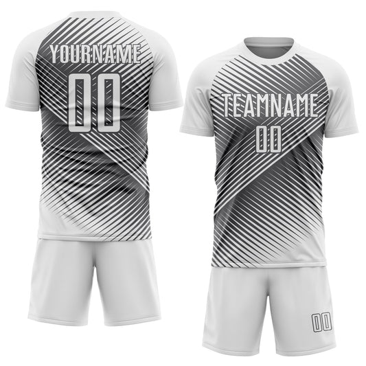 Custom White Steel Gray Line Sublimation Soccer Uniform Jersey - Sky-Custom