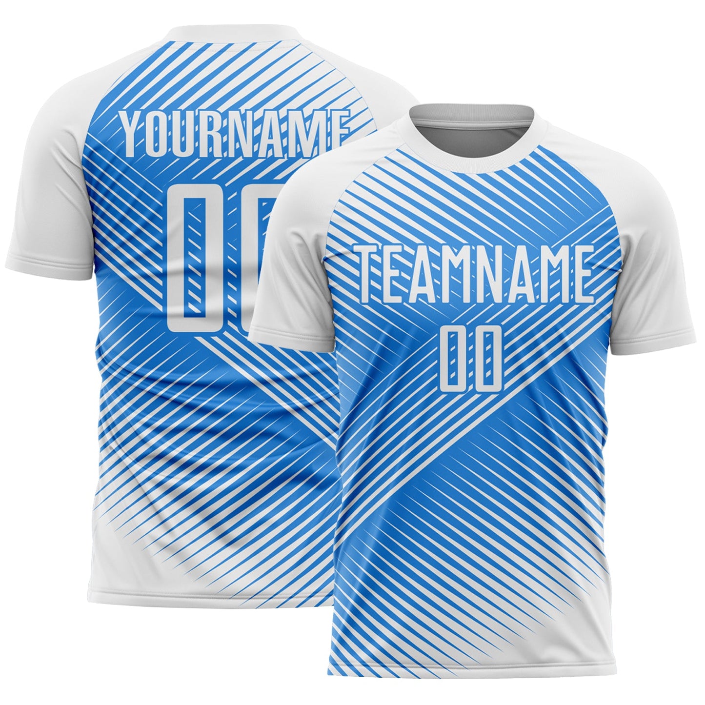 Custom White Powder Blue Line Sublimation Soccer Uniform Jersey - Sky-Custom