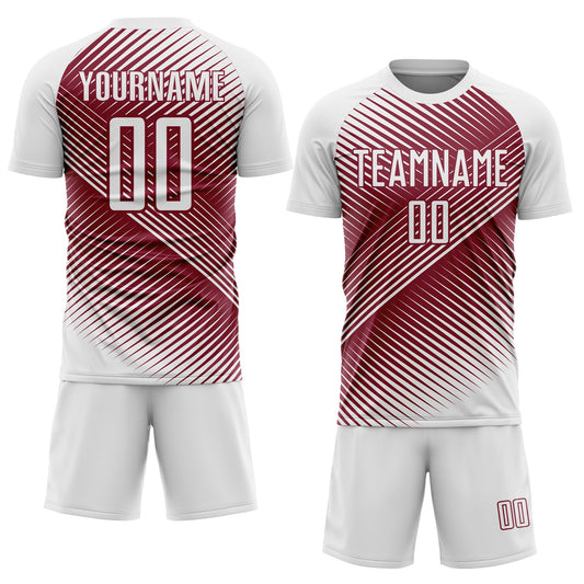 Custom White Crimson Line Sublimation Soccer Uniform Jersey - Sky-Custom