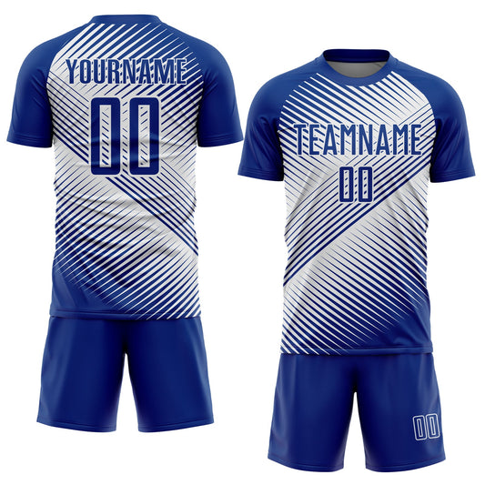 Custom Royal White Line Sublimation Soccer Uniform Jersey - Sky-Custom