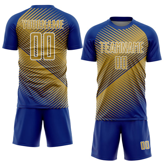 Custom Royal Old Gold-White Line Sublimation Soccer Uniform Jersey - Sky-Custom