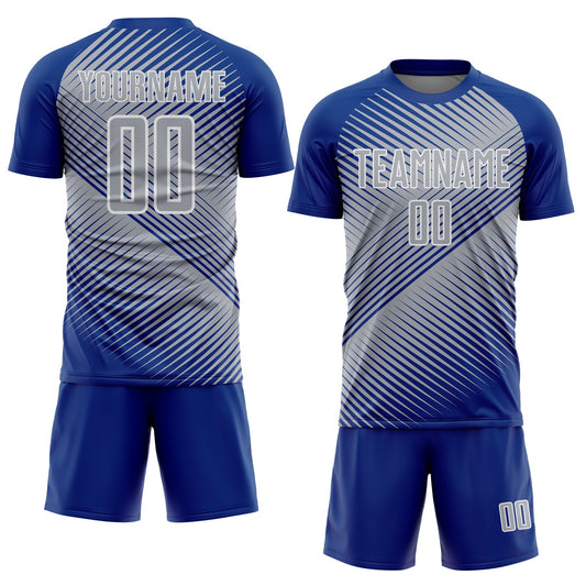 Custom Royal Gray-White Line Sublimation Soccer Uniform Jersey - Sky-Custom