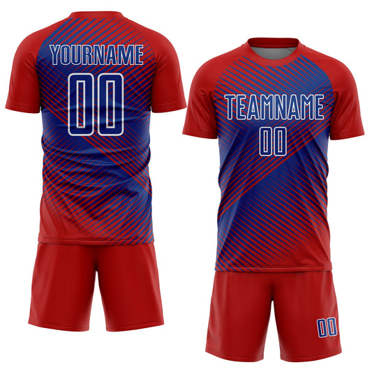 Custom Red Royal-White Line Sublimation Soccer Uniform Jersey - Sky-Custom
