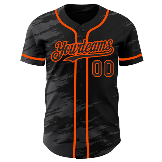 Custom Black Steel Gray Splash Ink Orange Authentic Baseball Jersey - Sky-Custom