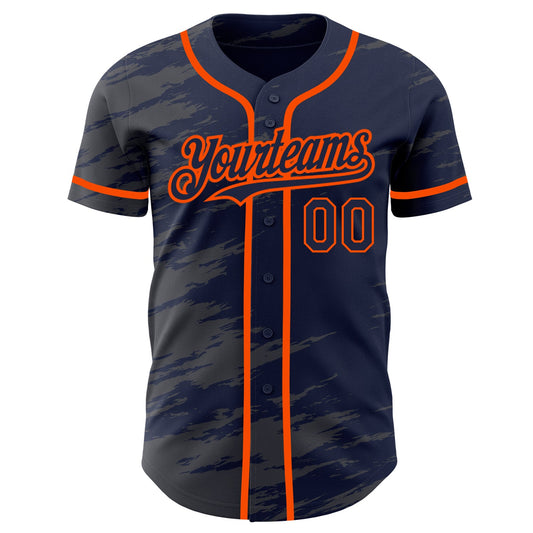 Custom Navy Steel Gray Splash Ink Orange Authentic Baseball Jersey - Sky-Custom