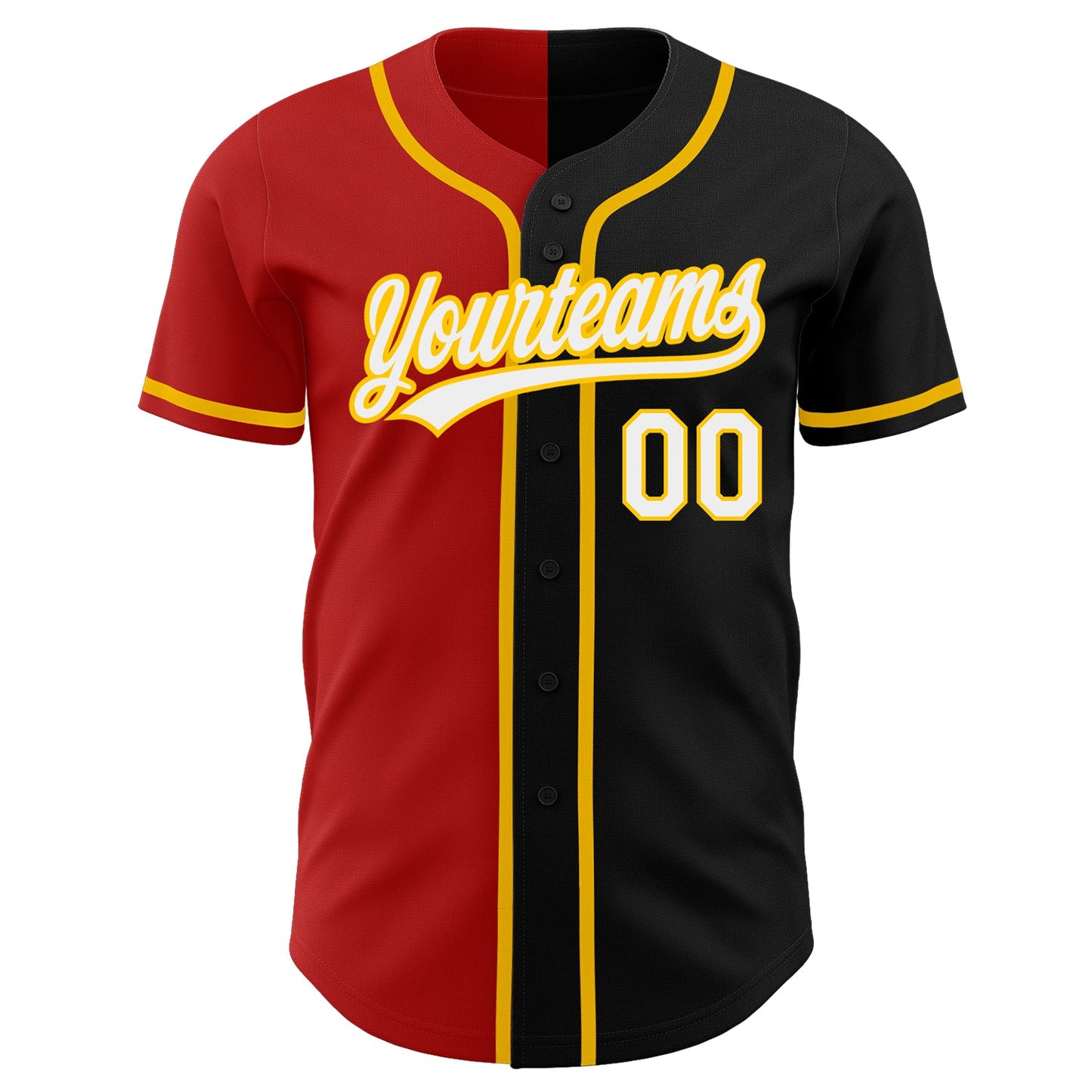 Custom Black White Red-Gold Authentic Split Fashion Baseball Jersey - Sky-Custom