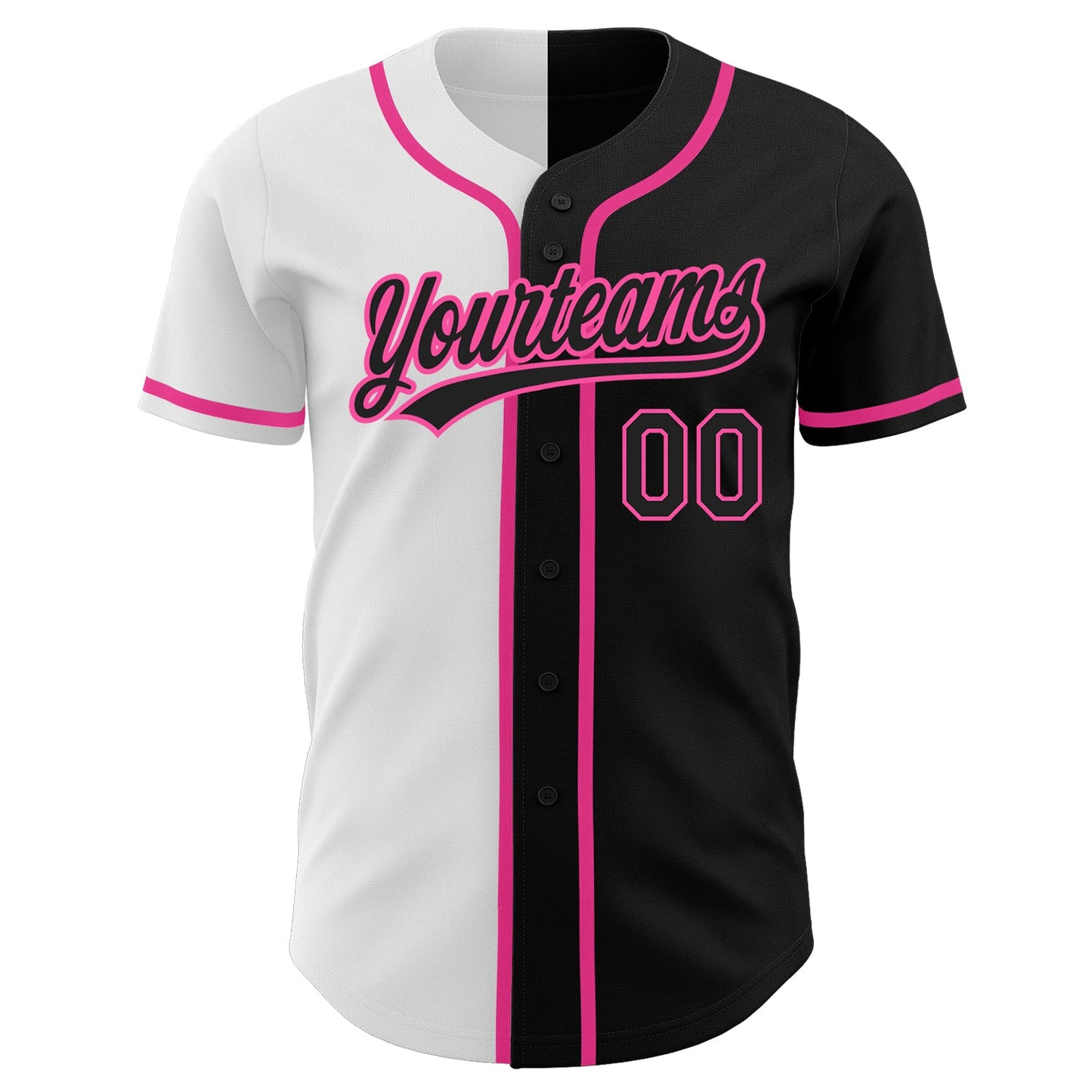Custom Black Black White-Pink Authentic Split Fashion Baseball Jersey - Sky-Custom
