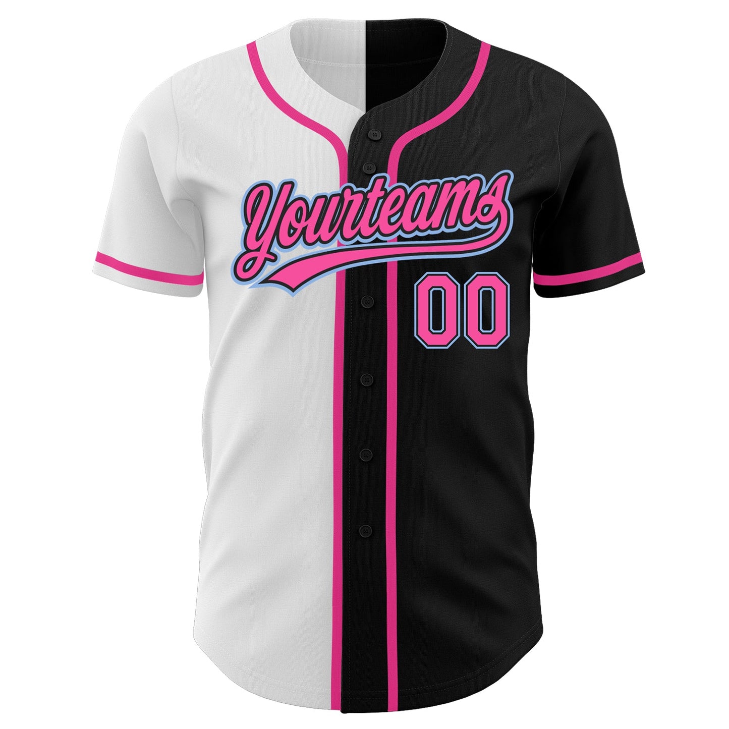 Custom Black Pink White-Light Blue Authentic Split Fashion Baseball Jersey - Sky-Custom