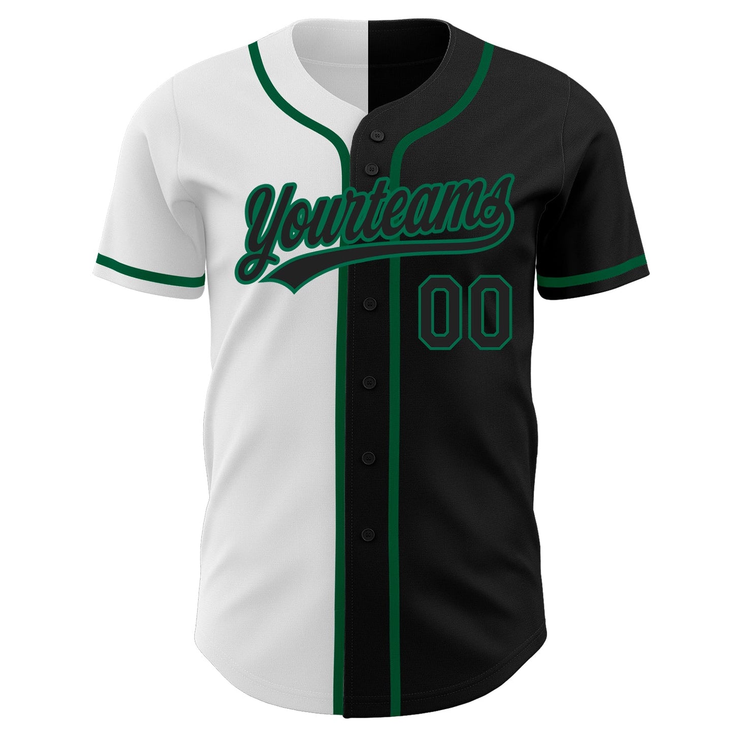 Custom Black Black White-Kelly Green Authentic Split Fashion Baseball Jersey - Sky-Custom