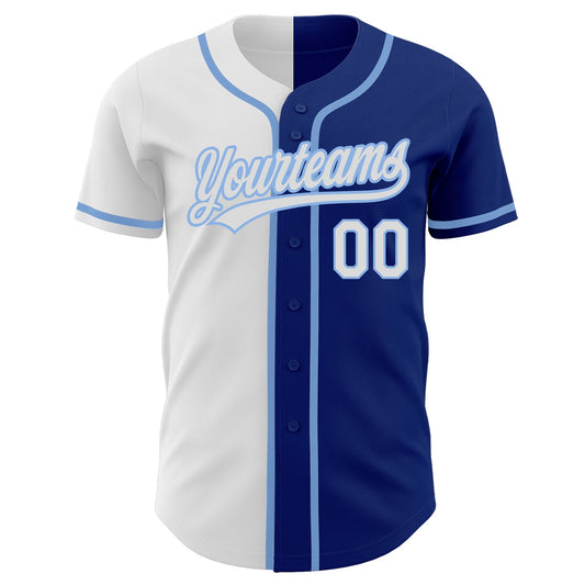 Custom Royal White-Light Blue Authentic Split Fashion Baseball Jersey - Sky-Custom