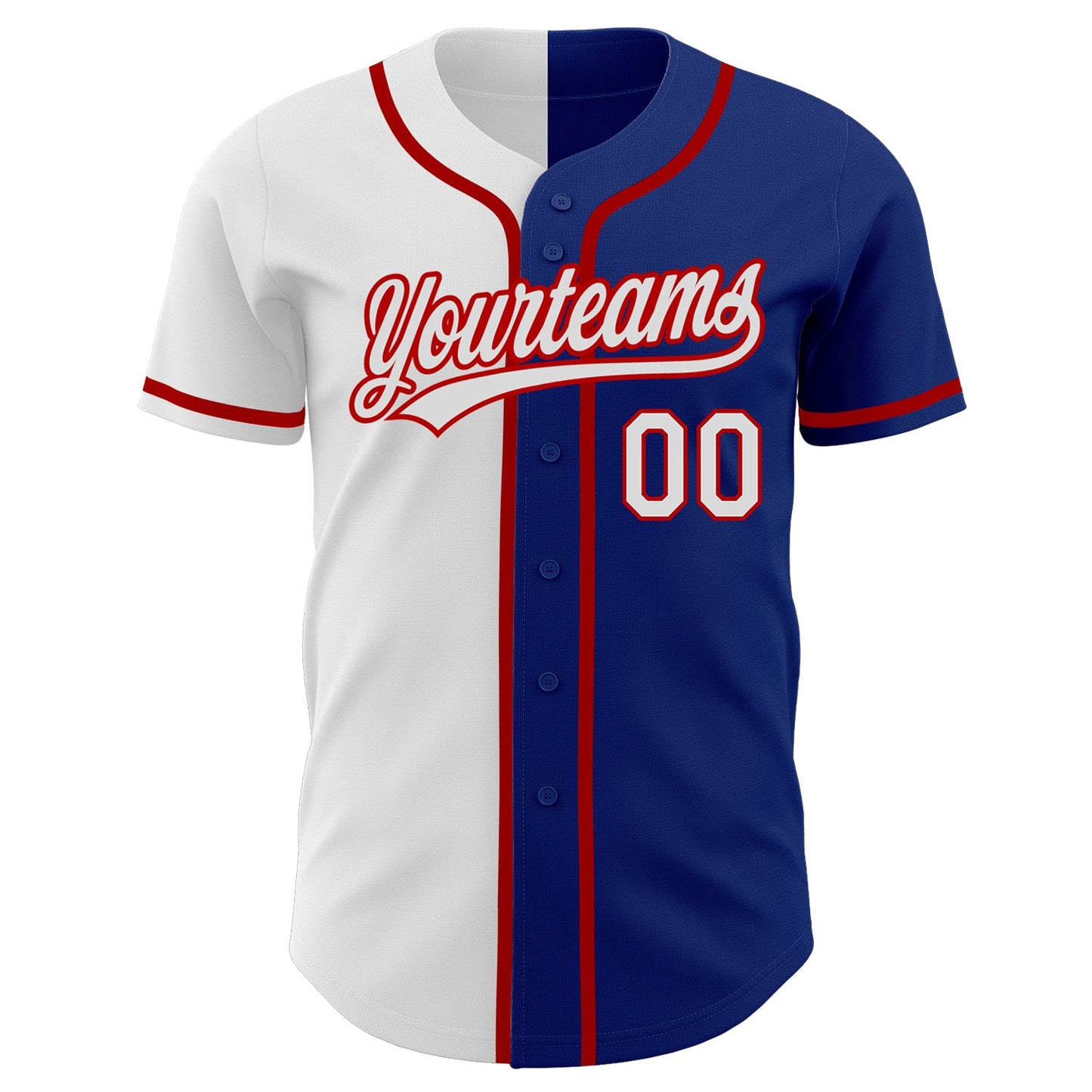 Custom Royal White-Red Authentic Split Fashion Baseball Jersey - Sky-Custom
