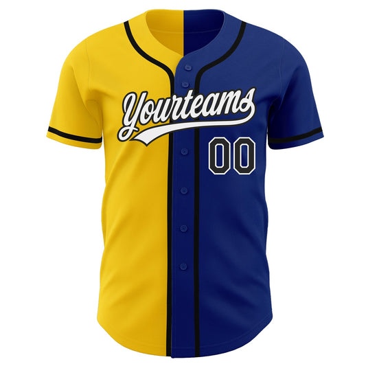 Custom Royal Black-Yellow Authentic Split Fashion Baseball Jersey - Sky-Custom