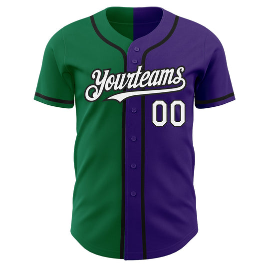 Custom Purple White Kelly Green-Black Authentic Split Fashion Baseball Jersey - Sky-Custom