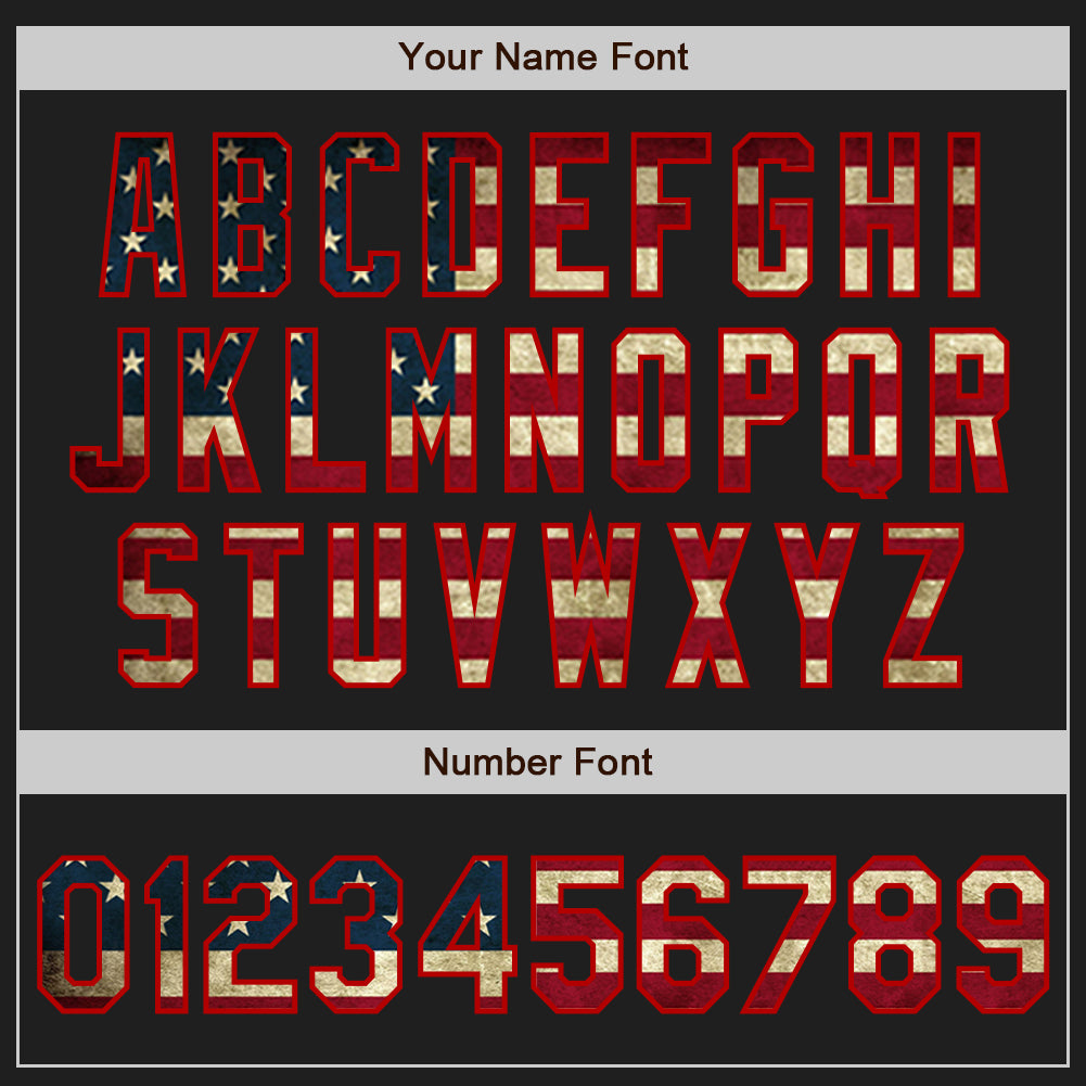 Custom Black Vintage USA Flag Gray-Red Authentic Split Fashion Baseball Jersey - Sky-Custom