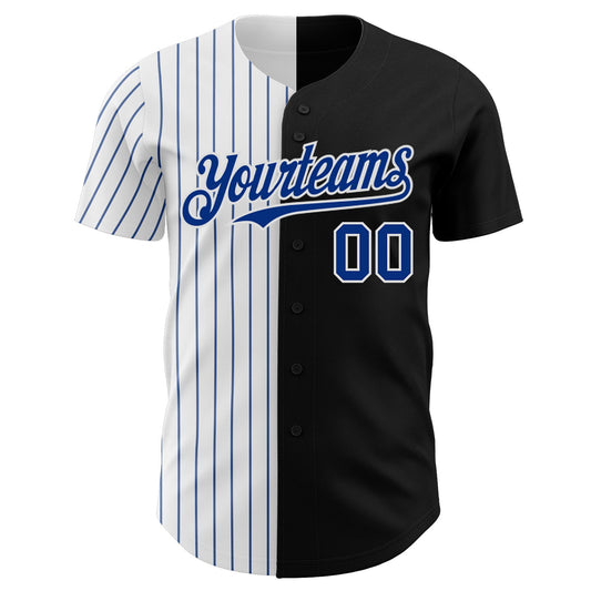 Custom Black White-Royal Pinstripe Authentic Split Fashion Baseball Jersey - Sky-Custom
