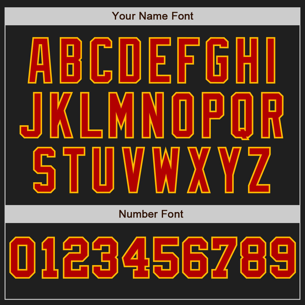 Custom Black Red-Gold Pinstripe Authentic Split Fashion Baseball Jersey - Sky-Custom