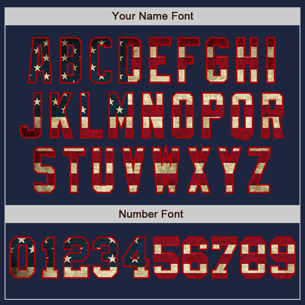 Custom Navy Vintage USA Flag Cream-Red Pinstripe Authentic Split Fashion Baseball Jersey - Sky-Custom