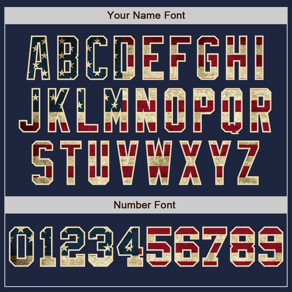 Custom Navy Vintage USA Flag Red-Cream Pinstripe Authentic Split Fashion Baseball Jersey - Sky-Custom