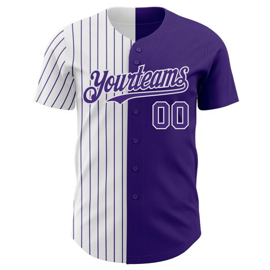 Custom Purple White-Purple Pinstripe Authentic Split Fashion Baseball Jersey - Sky-Custom