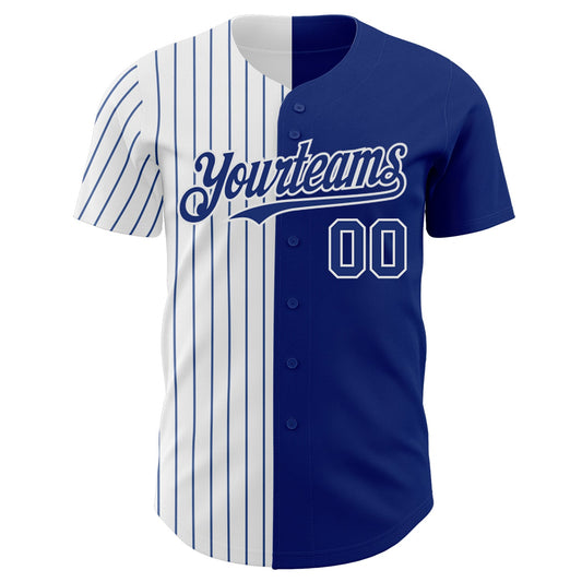 Custom Royal White-Royal Pinstripe Authentic Split Fashion Baseball Jersey - Sky-Custom