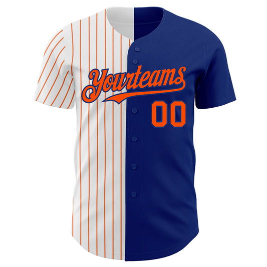 Custom Royal White-Orange Pinstripe Authentic Split Fashion Baseball Jersey - Sky-Custom