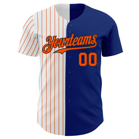 Custom Royal Black-Orange Pinstripe Authentic Split Fashion Baseball Jersey - Sky-Custom
