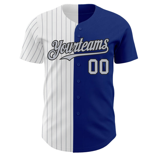 Custom Royal Black-Gray Pinstripe Authentic Split Fashion Baseball Jersey - Sky-Custom