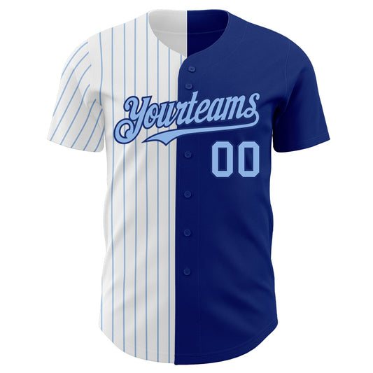Custom Royal White-Light Blue Pinstripe Authentic Split Fashion Baseball Jersey - Sky-Custom