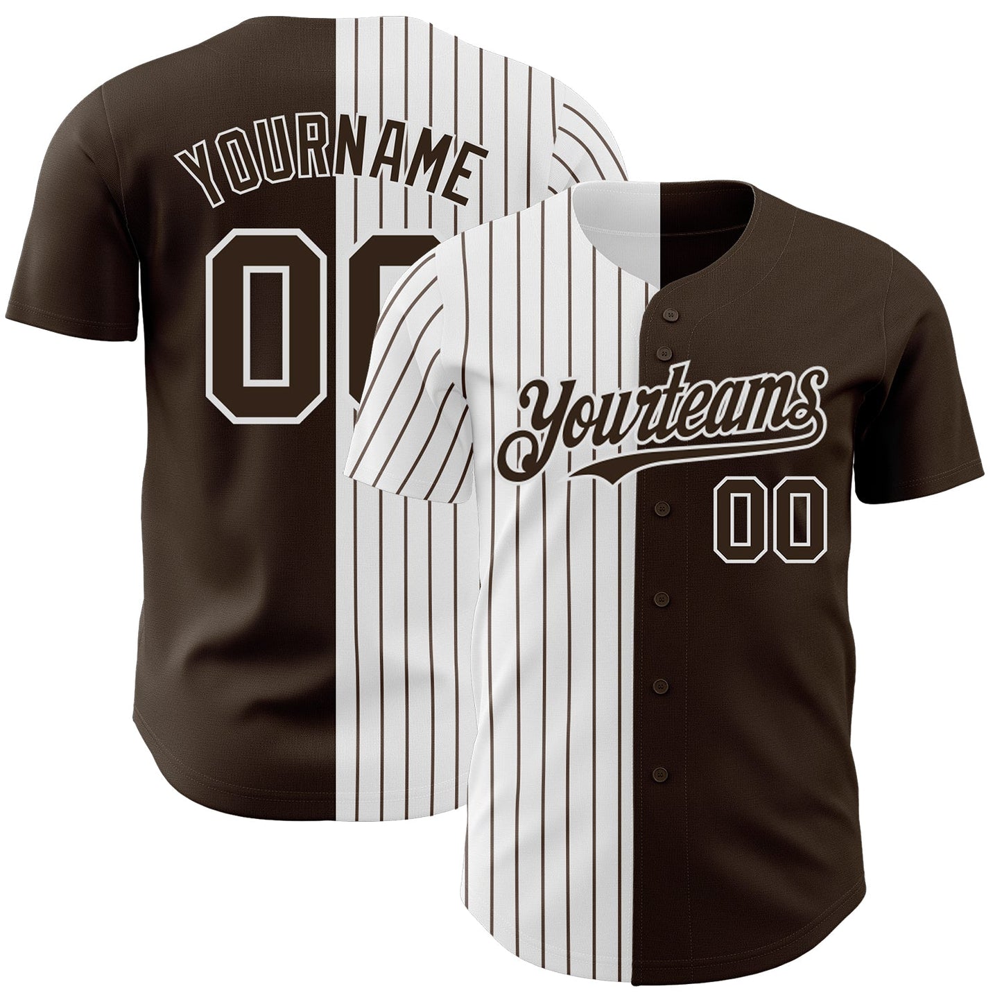 Custom Brown White-Brown Pinstripe Authentic Split Fashion Baseball Jersey - Sky-Custom