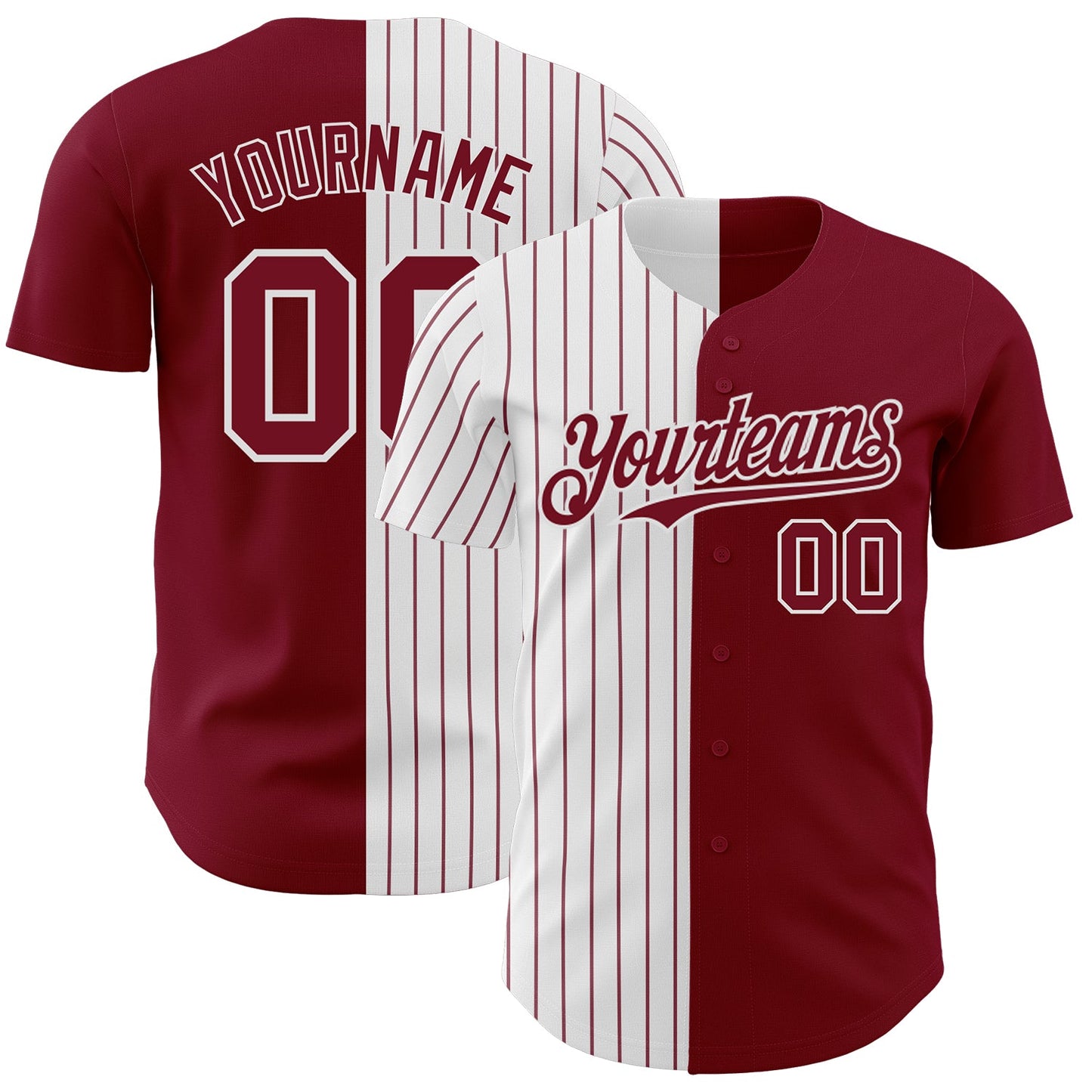 Custom Crimson White-Crimson Pinstripe Authentic Split Fashion Baseball Jersey - Sky-Custom