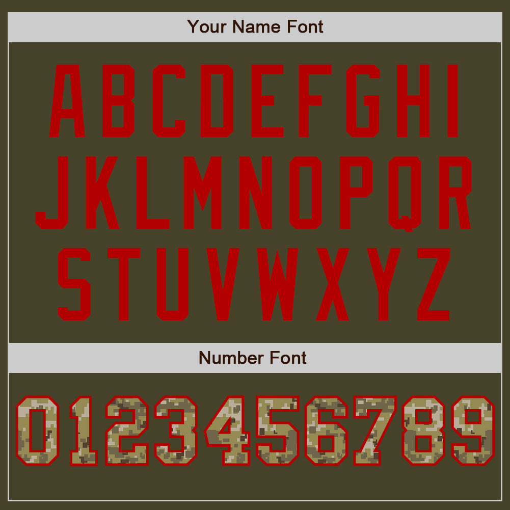 Custom Olive Camo Cream-Red Pinstripe Authentic Split Fashion Salute To Service Baseball Jersey - Sky-Custom