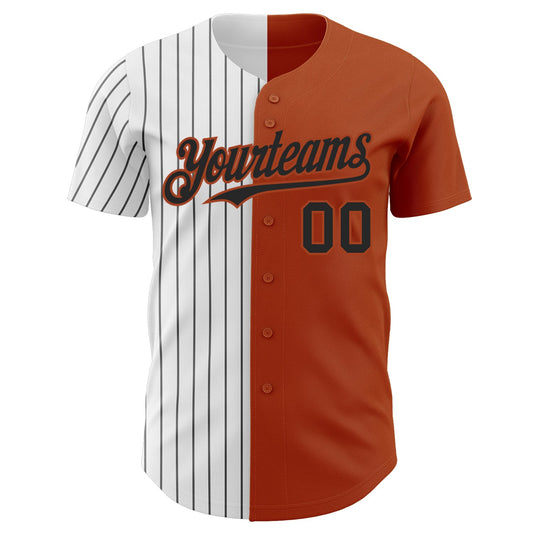 Custom Texas Orange White-Black Pinstripe Authentic Split Fashion Baseball Jersey - Sky-Custom