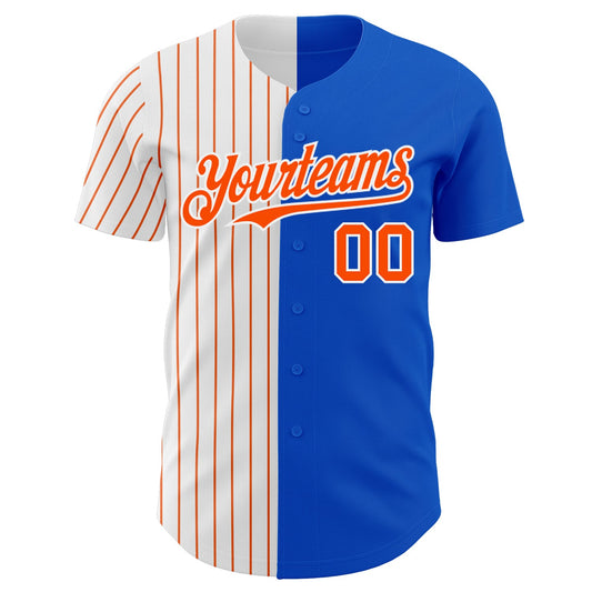Custom Thunder Blue White-Orange Pinstripe Authentic Split Fashion Baseball Jersey - Sky-Custom