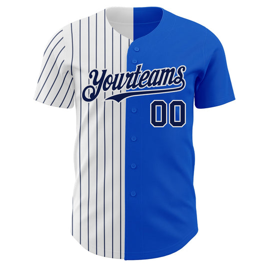 Custom Thunder Blue White-Navy Pinstripe Authentic Split Fashion Baseball Jersey - Sky-Custom