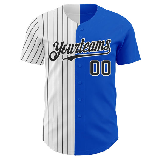 Custom Thunder Blue White-Black Pinstripe Authentic Split Fashion Baseball Jersey - Sky-Custom