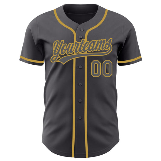 Custom Steel Gray Old Gold Authentic Baseball Jersey - Sky-Custom