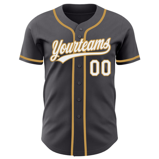 Custom Steel Gray White-Old Gold Authentic Baseball Jersey - Sky-Custom
