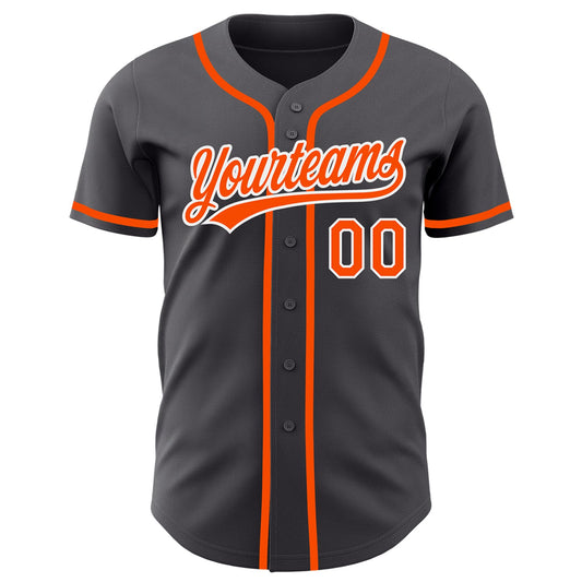 Custom Steel Gray Orange-White Authentic Baseball Jersey - Sky-Custom