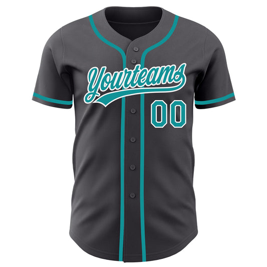 Custom Steel Gray Teal-White Authentic Baseball Jersey - Sky-Custom