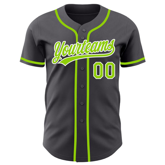 Custom Steel Gray Neon Green-White Authentic Baseball Jersey - Sky-Custom