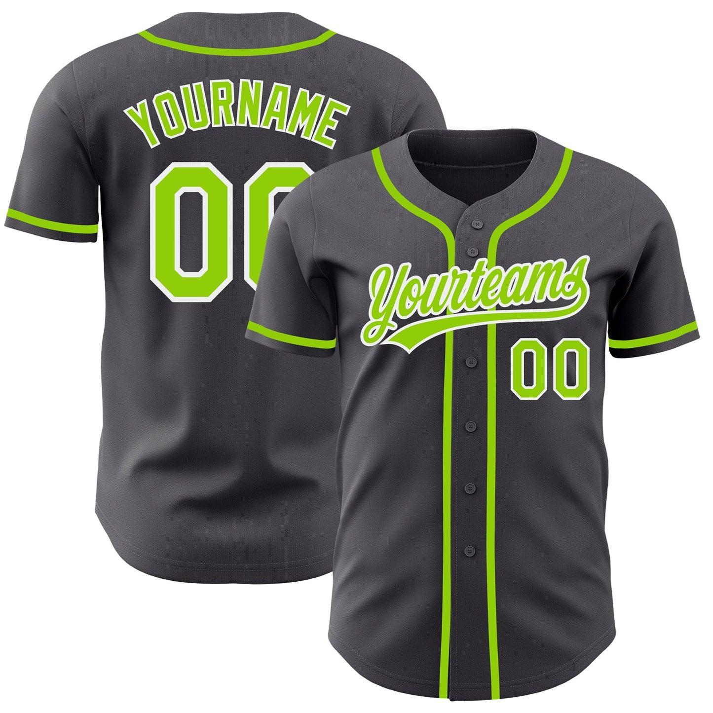 Custom Steel Gray Neon Green-White Authentic Baseball Jersey - Sky-Custom