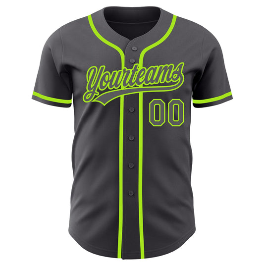 Custom Steel Gray Neon Green Authentic Baseball Jersey - Sky-Custom