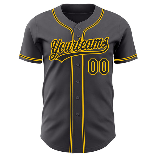 Custom Steel Gray Black-Gold Authentic Baseball Jersey - Sky-Custom