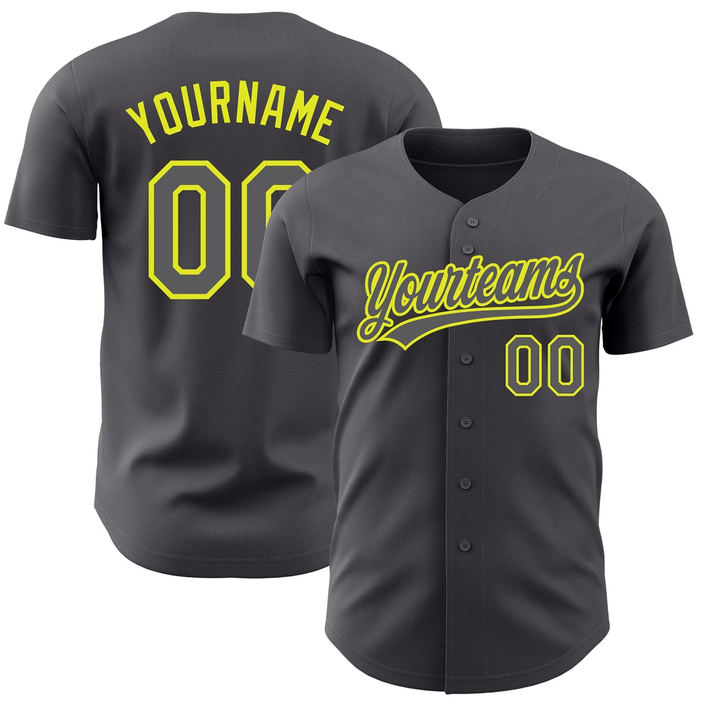 Custom Steel Gray Neon Yellow Authentic Baseball Jersey - Sky-Custom