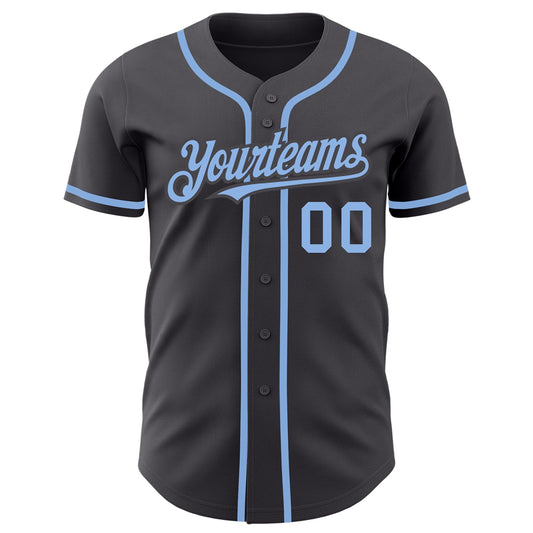 Custom Steel Gray Light Blue Authentic Baseball Jersey - Sky-Custom