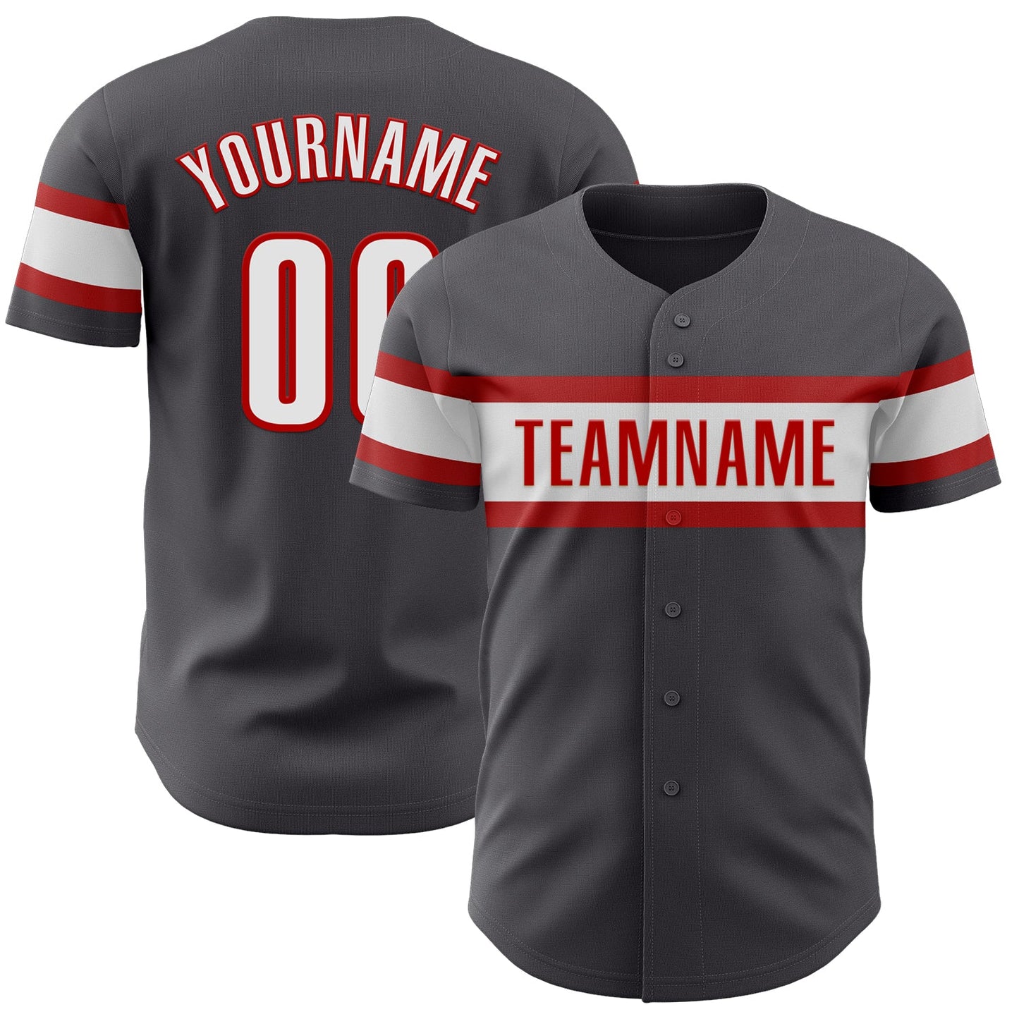 Custom Steel Gray White-Red Authentic Baseball Jersey - Sky-Custom