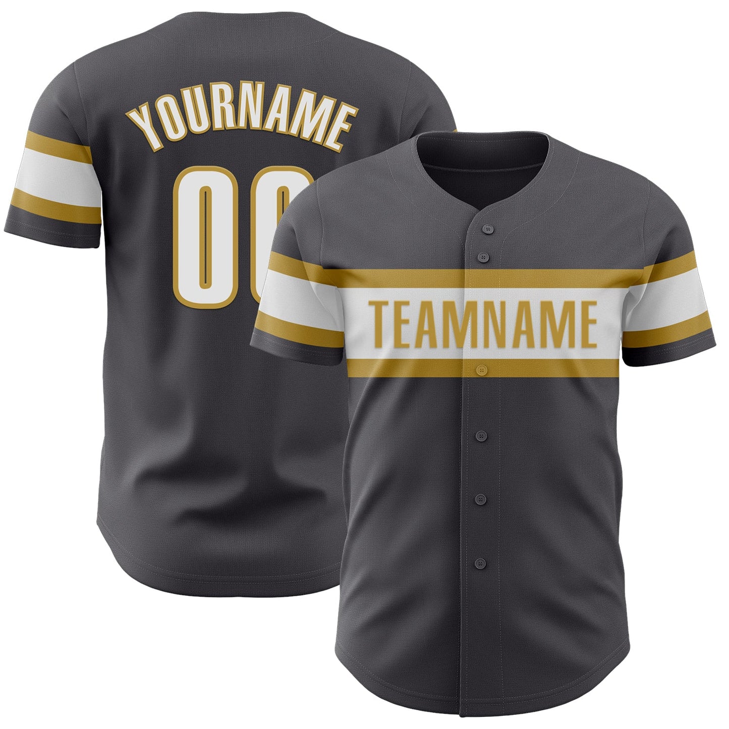 Custom Steel Gray White-Old Gold Authentic Baseball Jersey - Sky-Custom