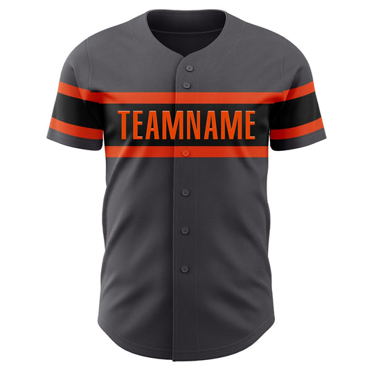Custom Steel Gray Black-Orange Authentic Baseball Jersey - Sky-Custom