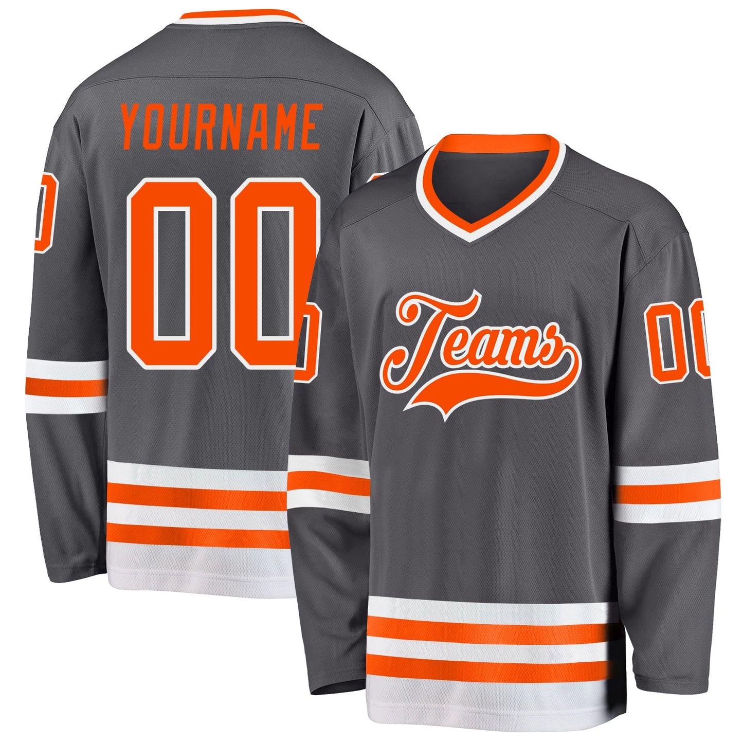 Custom Steel Gray Orange-White Hockey Jersey - Sky-Custom